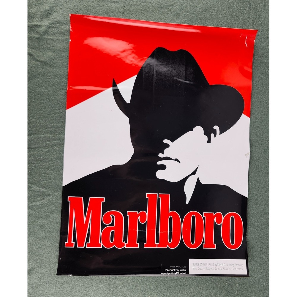 Vintage NOS Marlboro Man Silhouette Decal Sticker Cowboy Display Advertising‎
